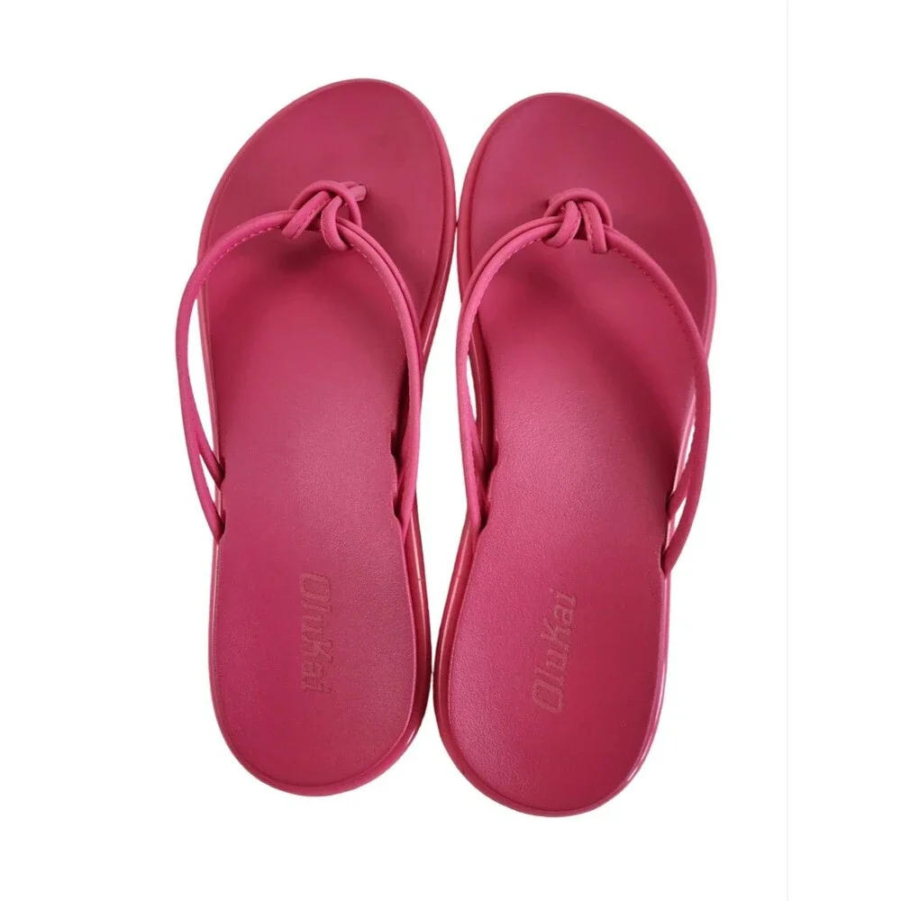 OluKai Aka Pink Plumeria Flip Flop Sandals Womens Size 7 EUC Water Friendly